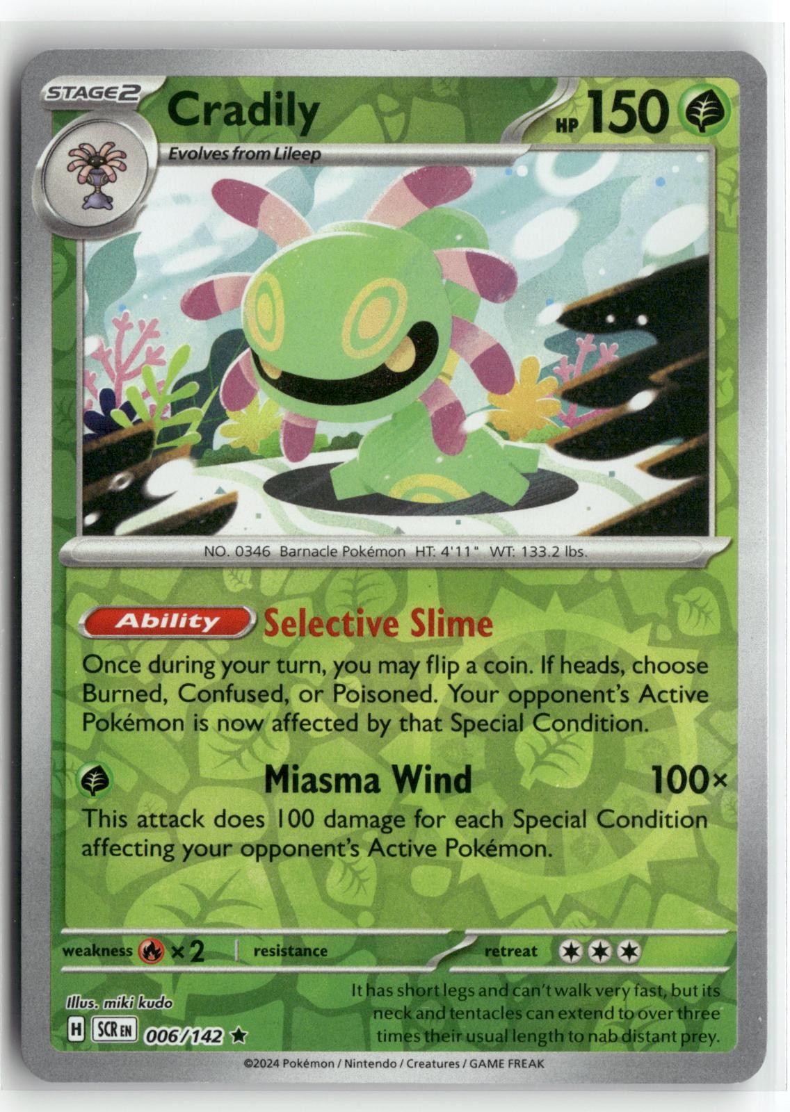 Cradily Reverse Holo Rare SCR Stellar Crown 6/142 miki kudo
