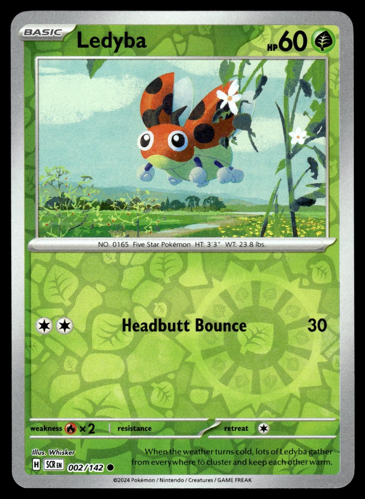 Ledyba 2/142 Common Stellar Crown Pokemon Reverse Holo Near Mint