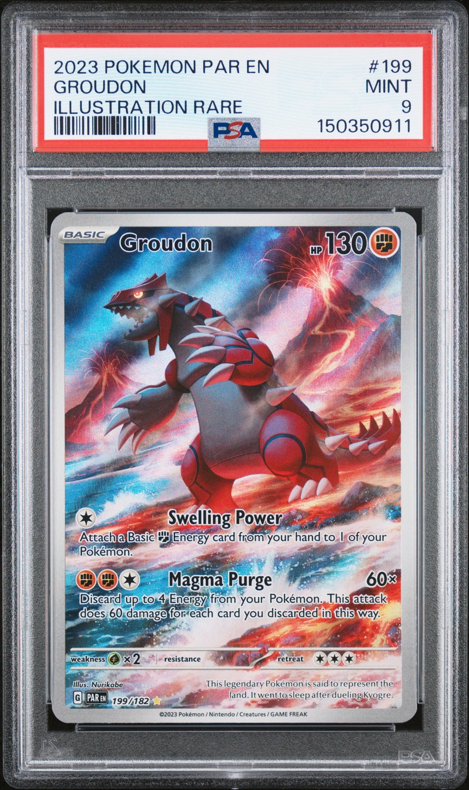 2023 POKEMON PAR EN-PARADOX RIFT ILLUSTRATION RARE #199 GROUDON PSA 9