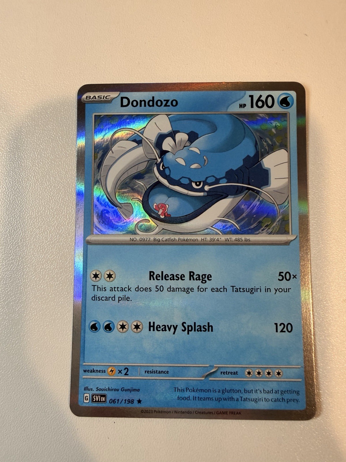 The Pokémon Company Dondozo 061/198 SV01 Holo Rare 160 HP 50 120 Pokémon Card
