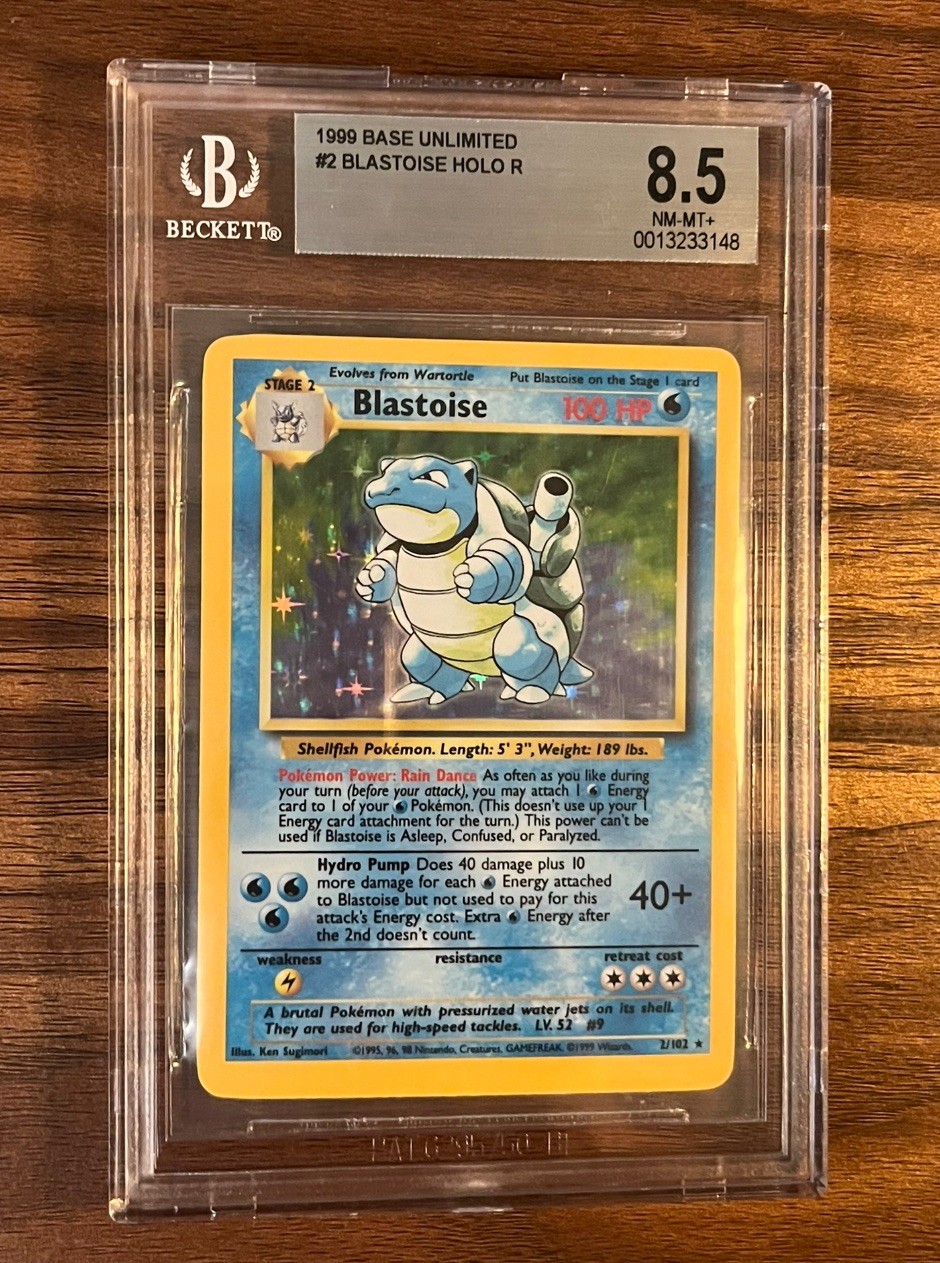 1999 Pokémon Blastoise Base Set Holo Unlimited 2/102 Beckett BGS 8.5