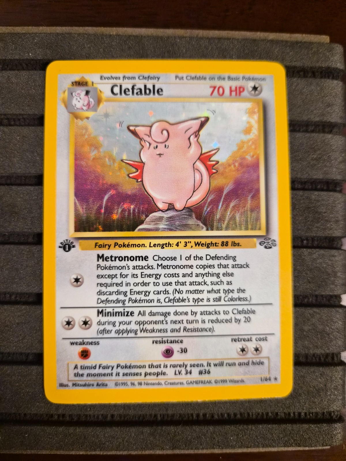 Pokemon TCG Clefable 01/64 Jungle Holo 1st Edition NM/NM+