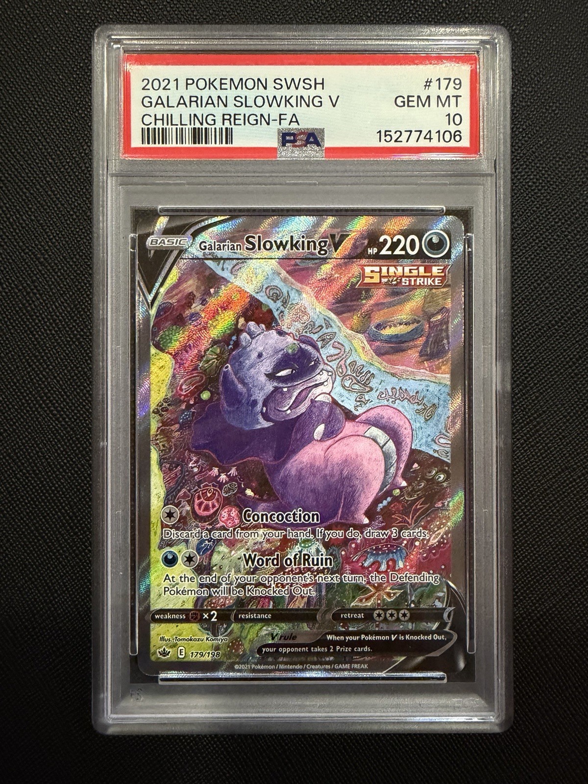 Galarian Slowking V PSA 10 Alt Art Chilling Reign Pokemon Card 179/198 FA 2021