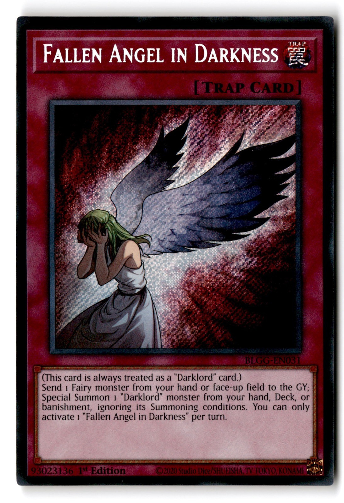 Fallen Angel in Darkness 1st Edition Secret Rare BLGG-EN031 LP