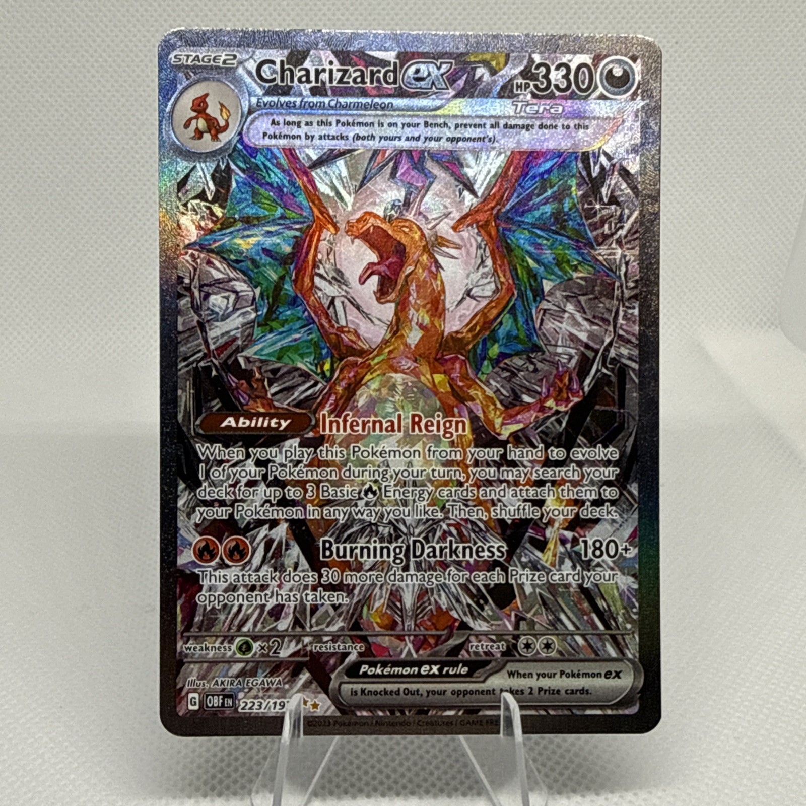 CLEAN 2023 Pokemon Obsidian Flames Charizard ex #223/197 Special Illustration Ra