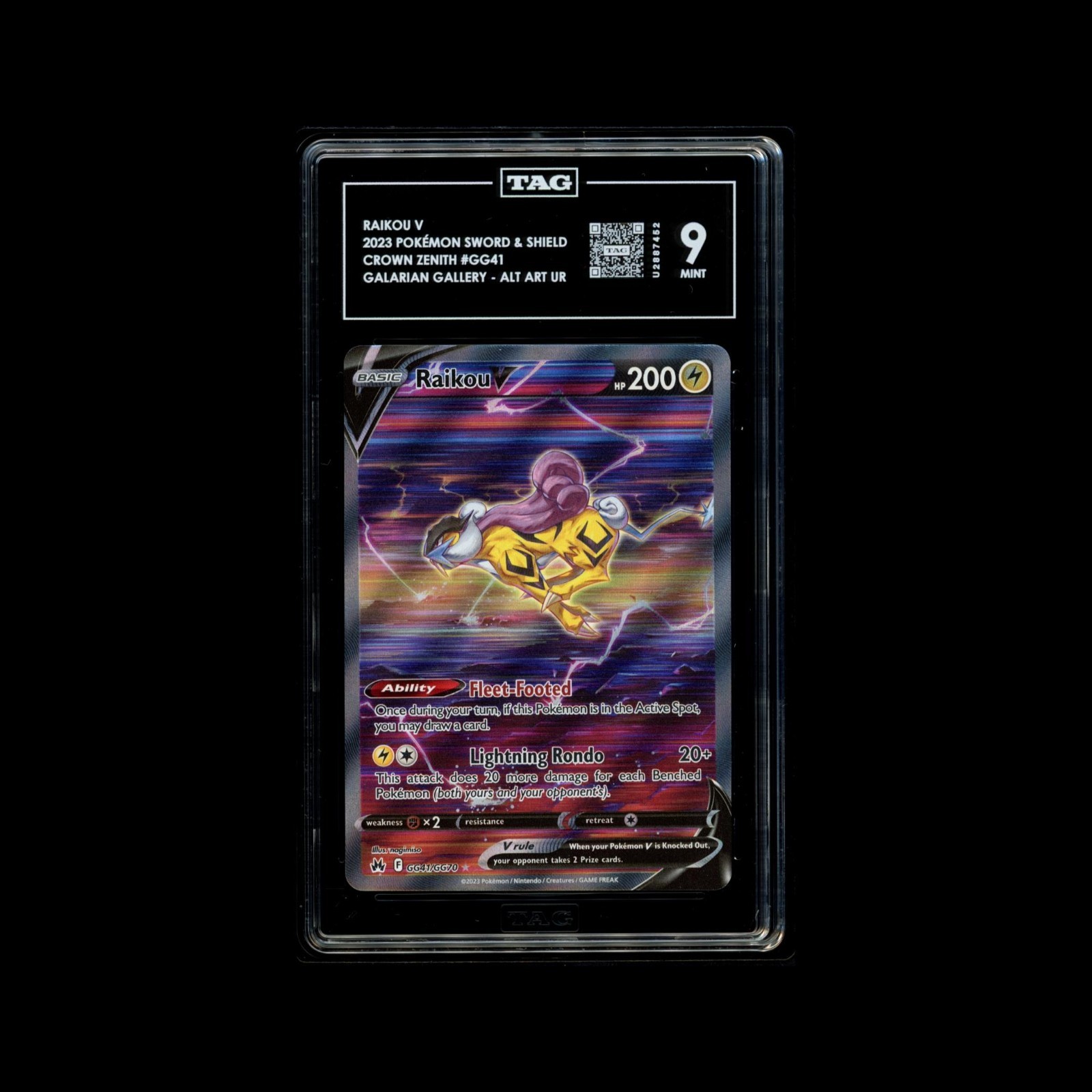 Raikou V GG41/GG70 SWSH: Crown Zenith: Galarian Gallery TAG 9
