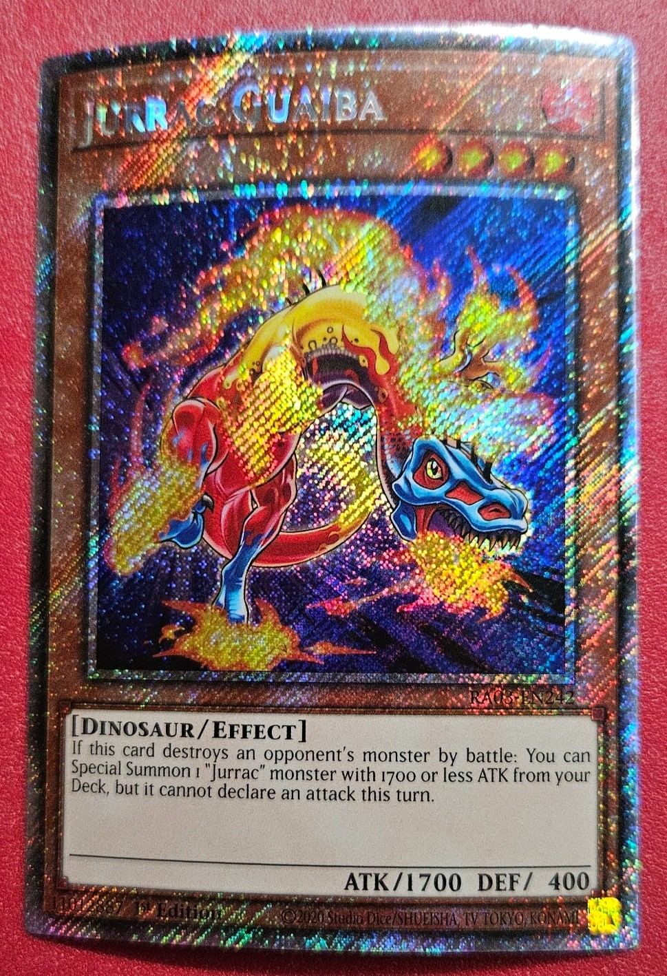 1x Yu-Gi-Oh! Jurrac Guaiba – RA03-EN242 – Platinum Secret Rare – 1st Ed – NM