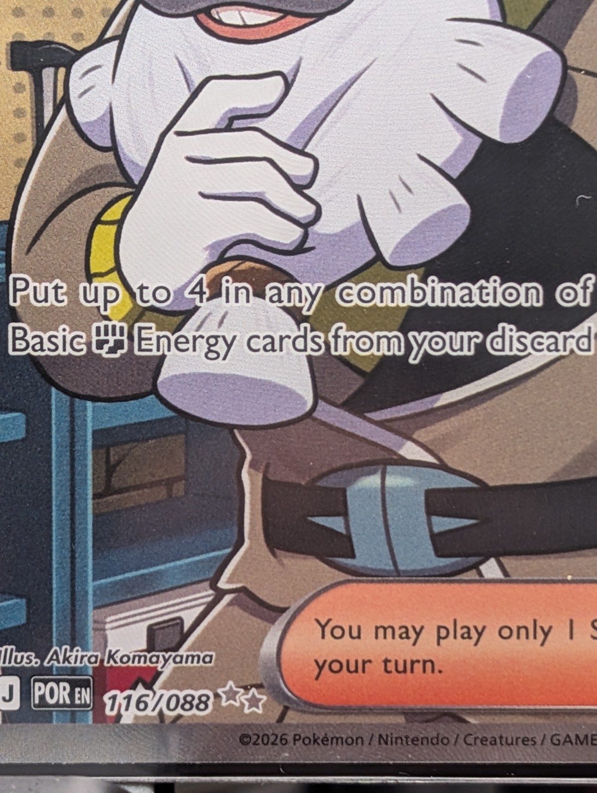 Pokémon Tarragon Trainer Supporter POR Rare 116/088 2026 Akira Komayama