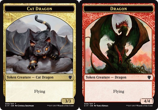 1 x Cat Dragon Token // Dragon (4/4) Token – Commander 2017 – Moderate Play – MT