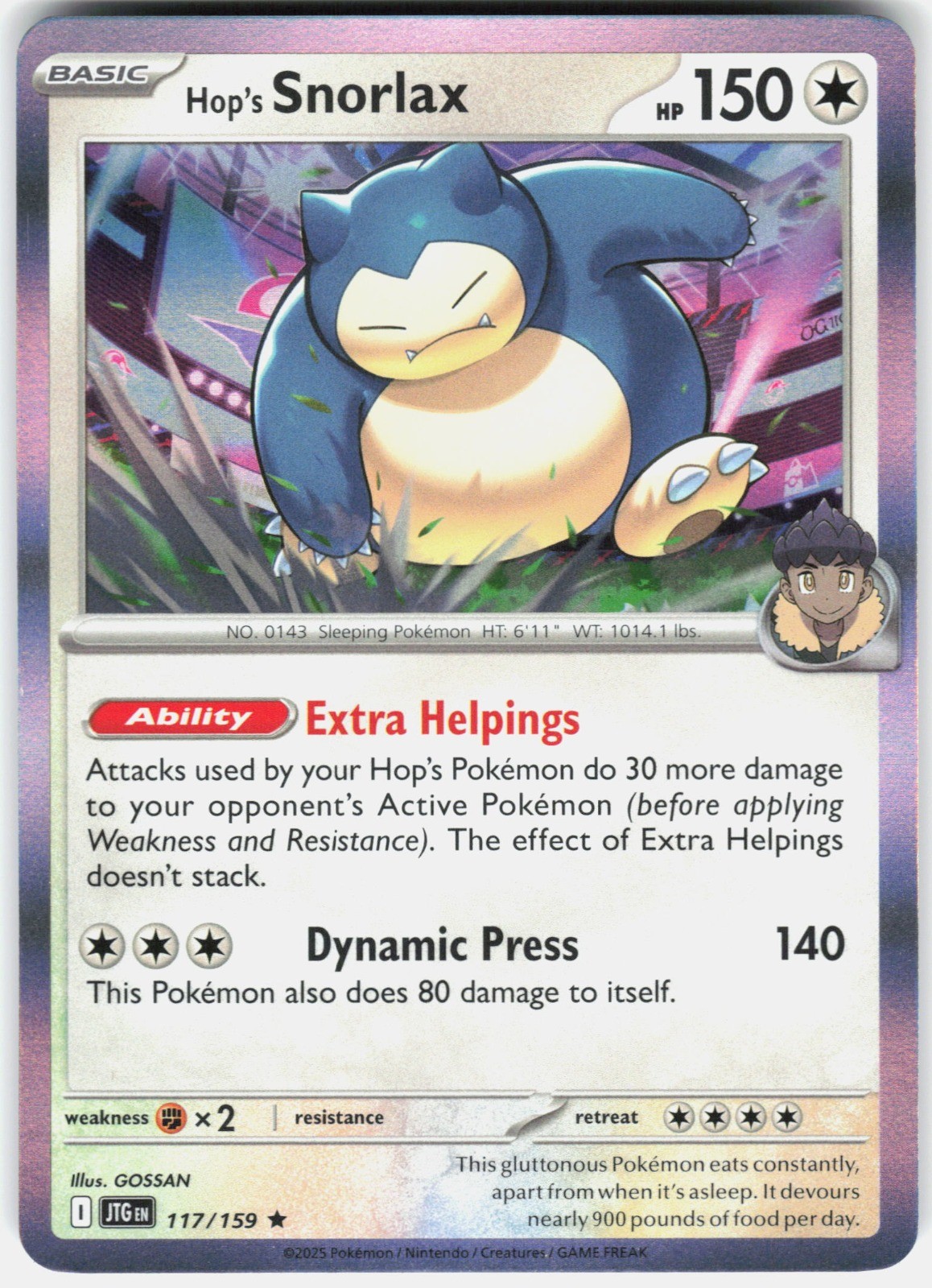 Hop’s Snorlax Holo SV09: Journey Together 117/159 NM GOSSAN
