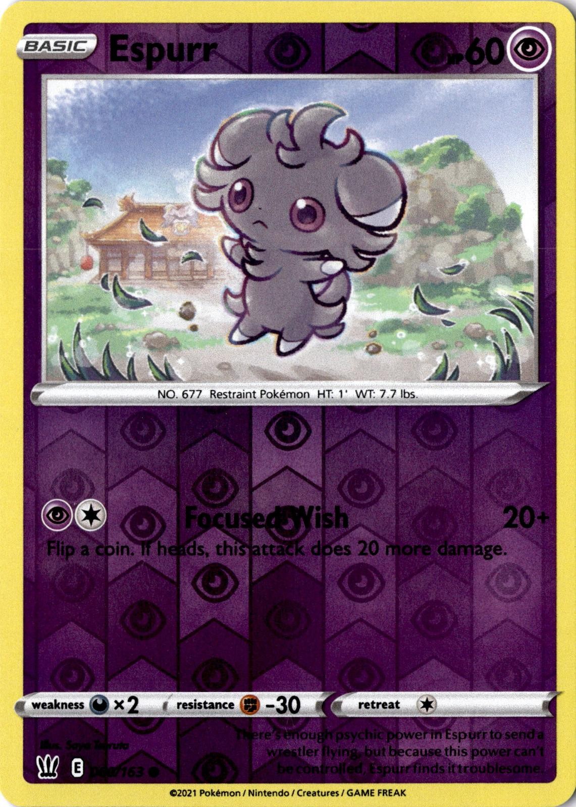 Espurr 060/163 Common Battle Styles Pokemon Reverse Holo Near Mint