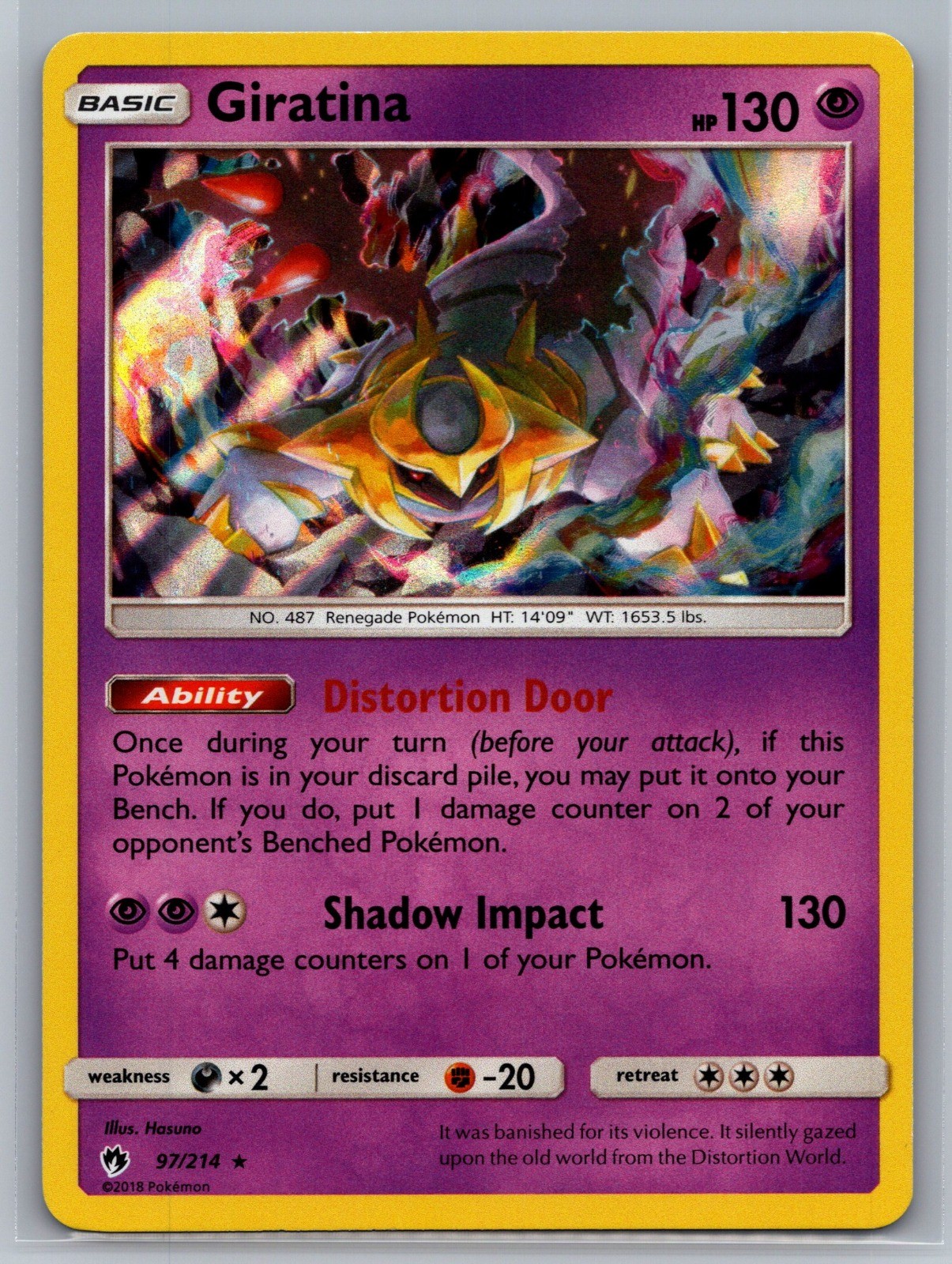 Giratina 97/214 SM – Lost Thunder Holo Rare HP + Dent On Back