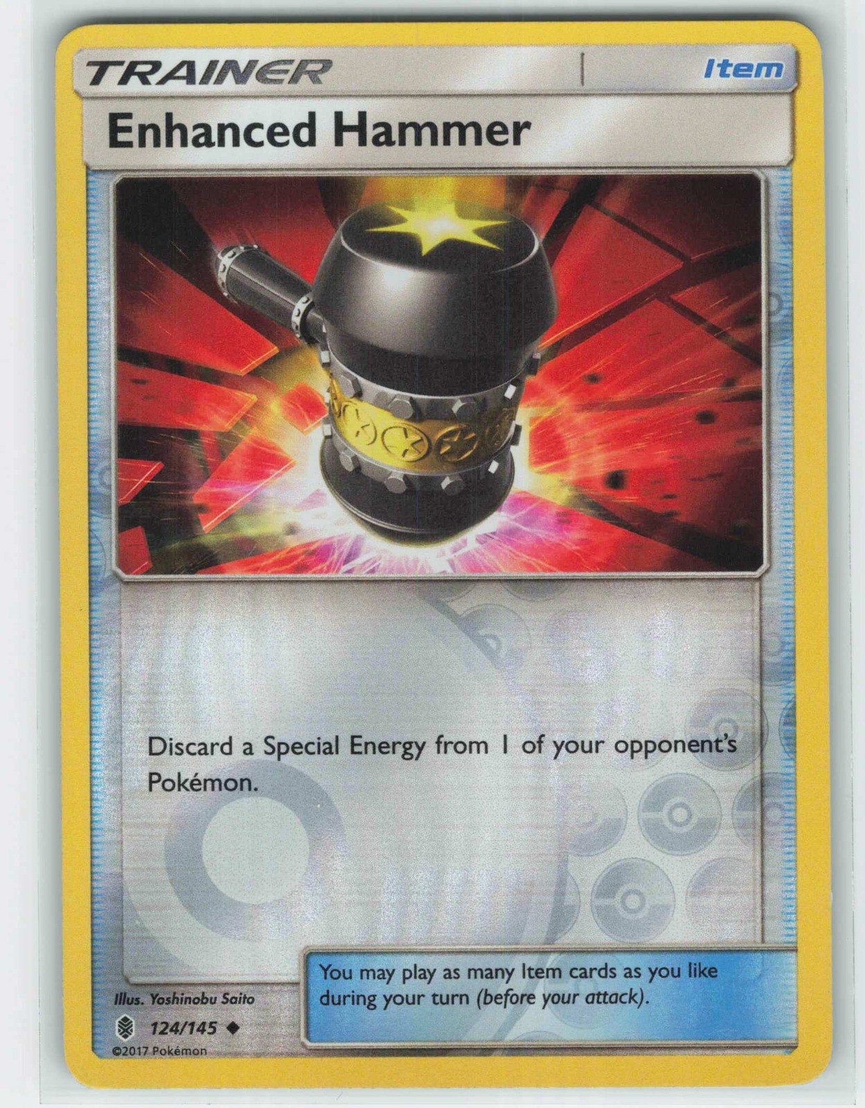 2017 Pokemon, Guardians Rising, #124/145 Enhanced Hammer, Reverse Holo UC NM