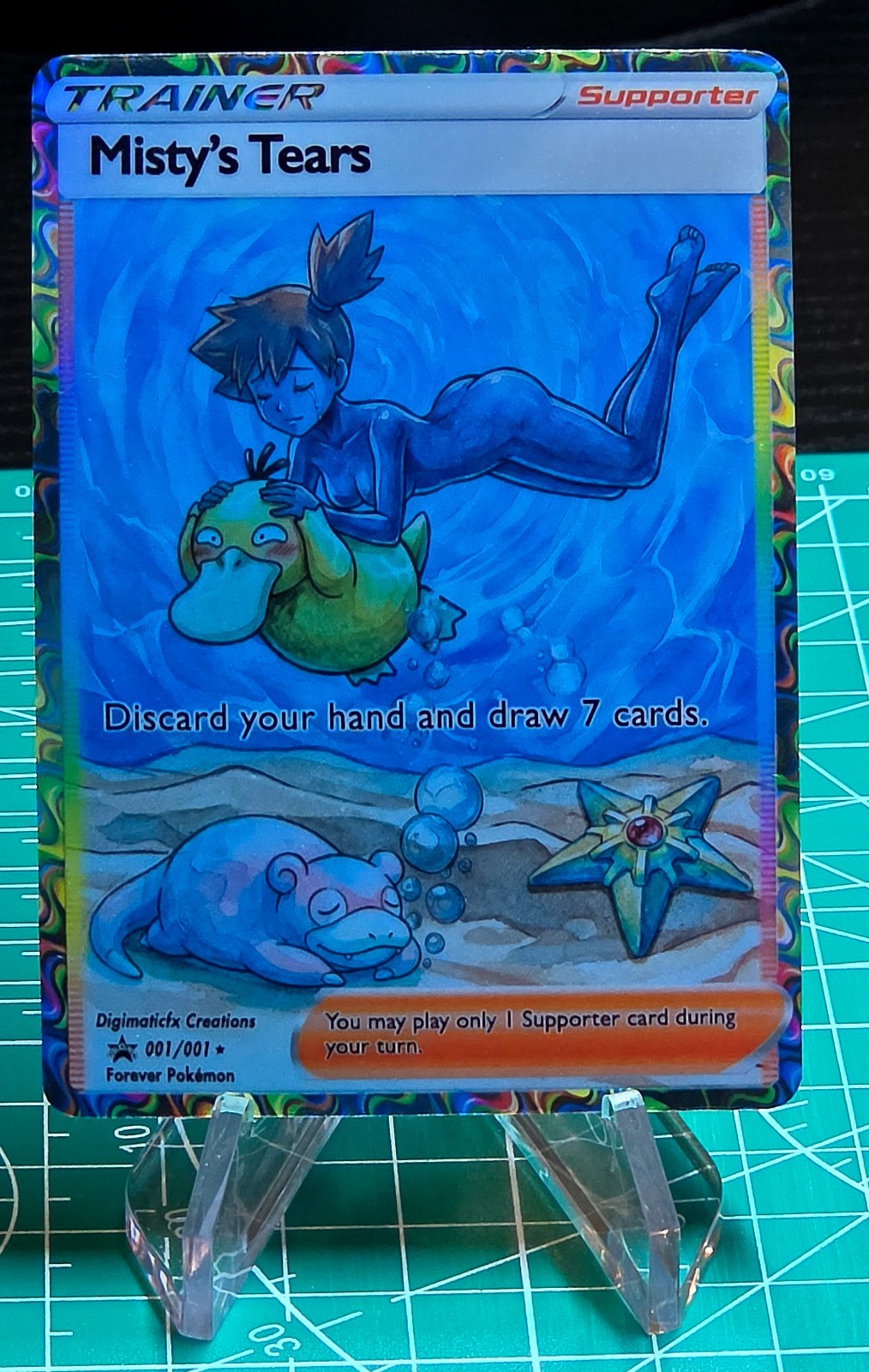 Misty’s Tears. Version 2. Alternate Waifu Lewd Fan Art. Glossy Holographic