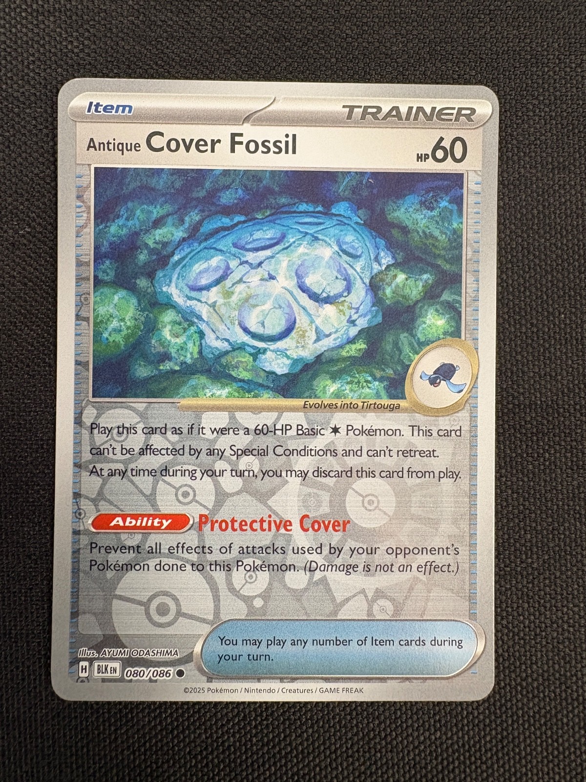 Antique Cover Fossil 080/086 Common Black Bolt Pokemon Reverse Holo Near Mint