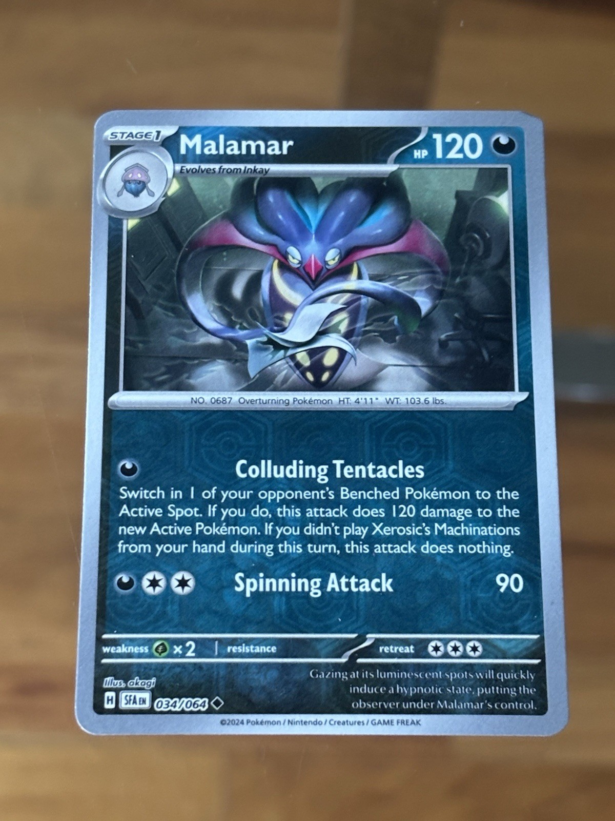 Malamar – 034/064 – Uncommon – Reverse Holo Shrouded Fable Pokemon Card
