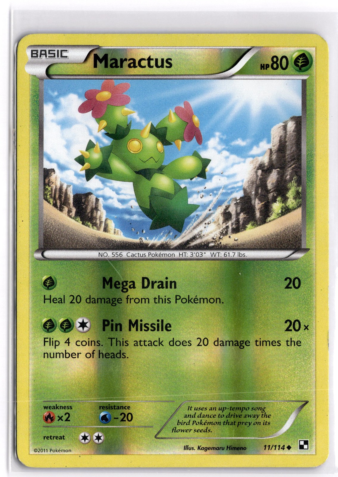 Pokemon TCG Maractus 11/114 Black and White Uncommon Reverse Holo
