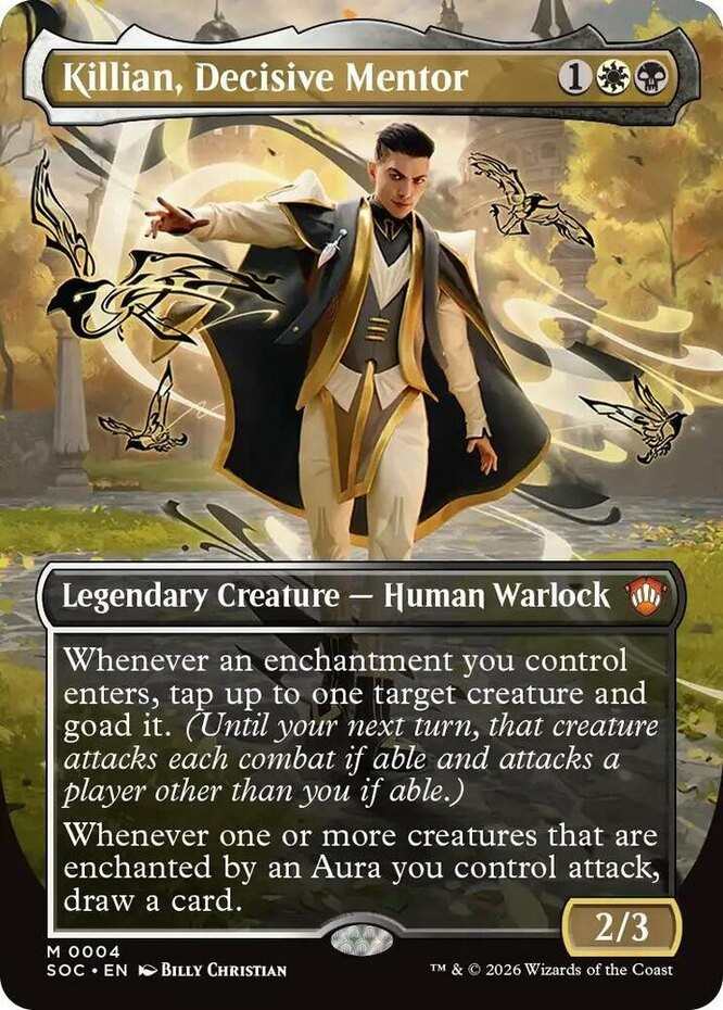 x1 Killian, Decisive Mentor – Foil – Borderless M MTG Commander: Secrets of Stri