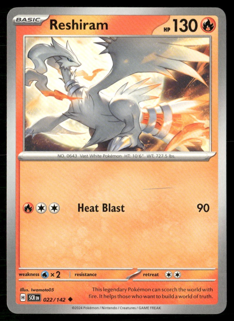 Reshiram 22/142 Uncommon Stellar Crown Pokemon Near Mint