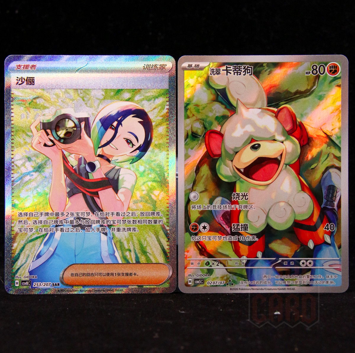 Pokemon Chinese 2PCS Perrin & Hisuian Growlithe CSV8C-253/207&CBB5C-02 07/07 NM