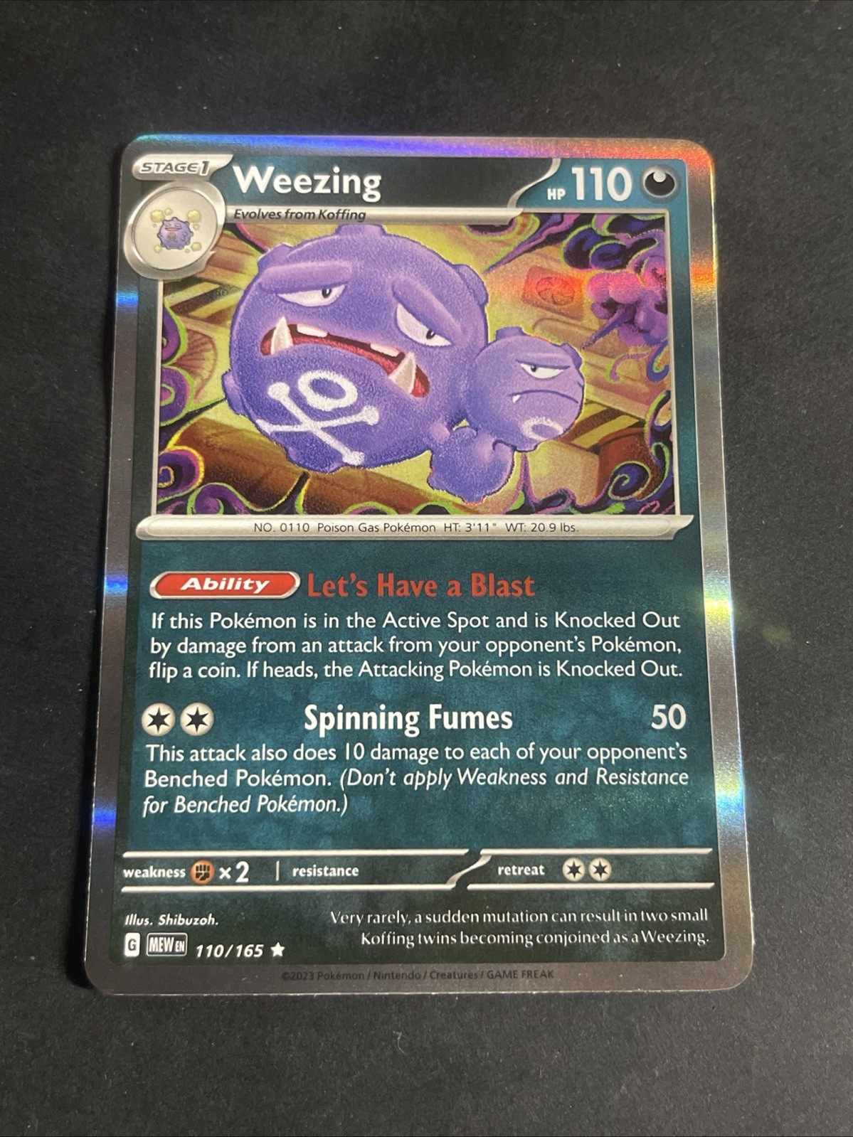 Weezing – 110/165 – Holo Rare – Near Mint