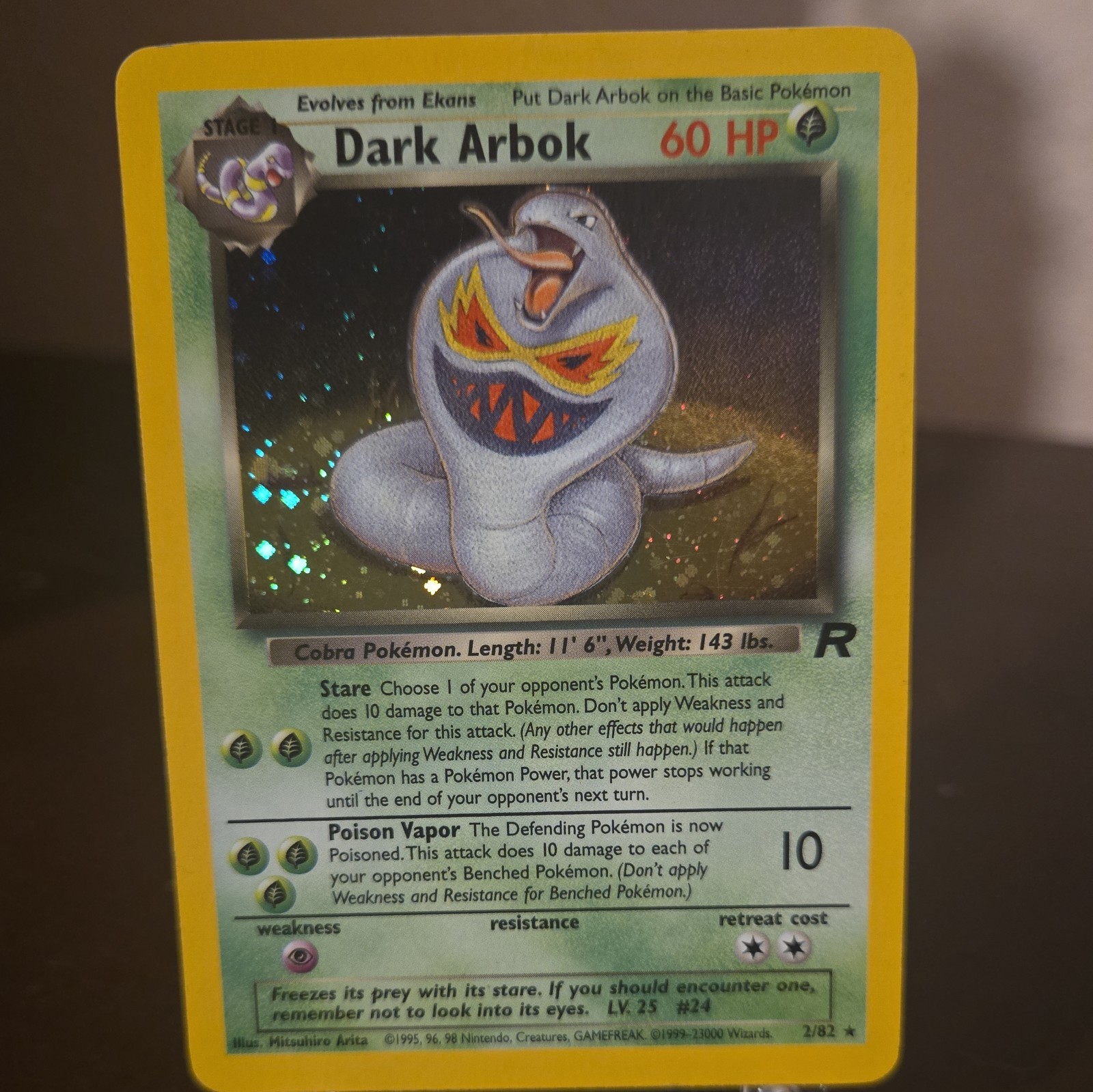 Pokemon Dark Arbok Holo Team Rocket 2/82 Vintage Holo Rare Pokémon LP/NM
