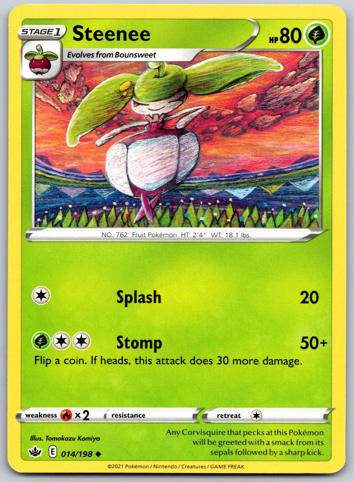 Steenee Uncommon Tomokazu Komiya SWSH06: Chilling Reign 014/198 NM