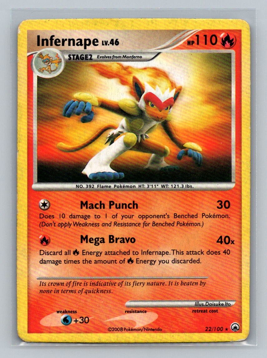 Infernape 22/100 Rare Majestic Dawn Pokemon Damaged