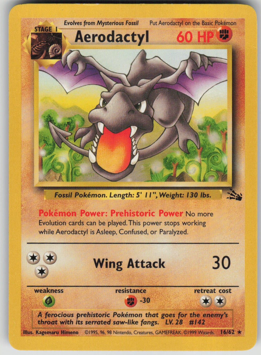 Pokemon TCG Aerodactyl (16) Rare Fossil 16/62