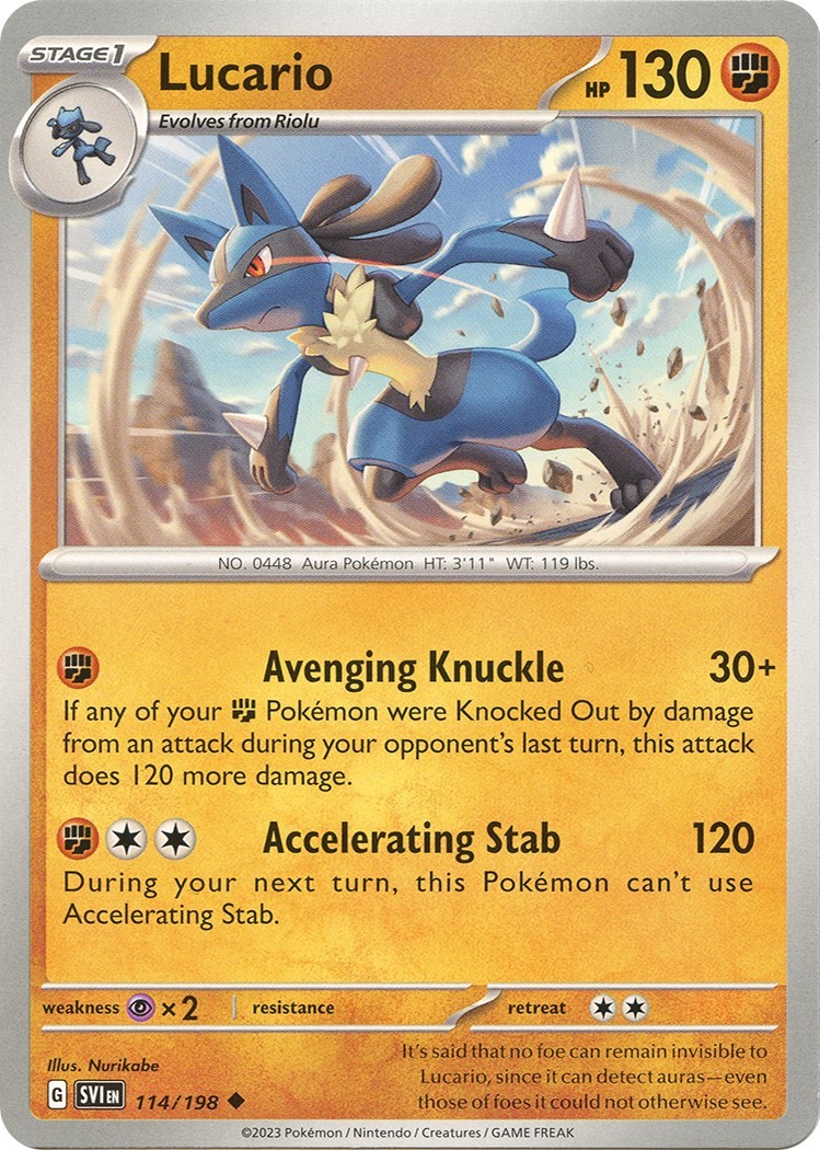 Lucario – 114/198 (114/198) Reverse Holofoil Uncommon NM SVI SV01: Scarlet & …