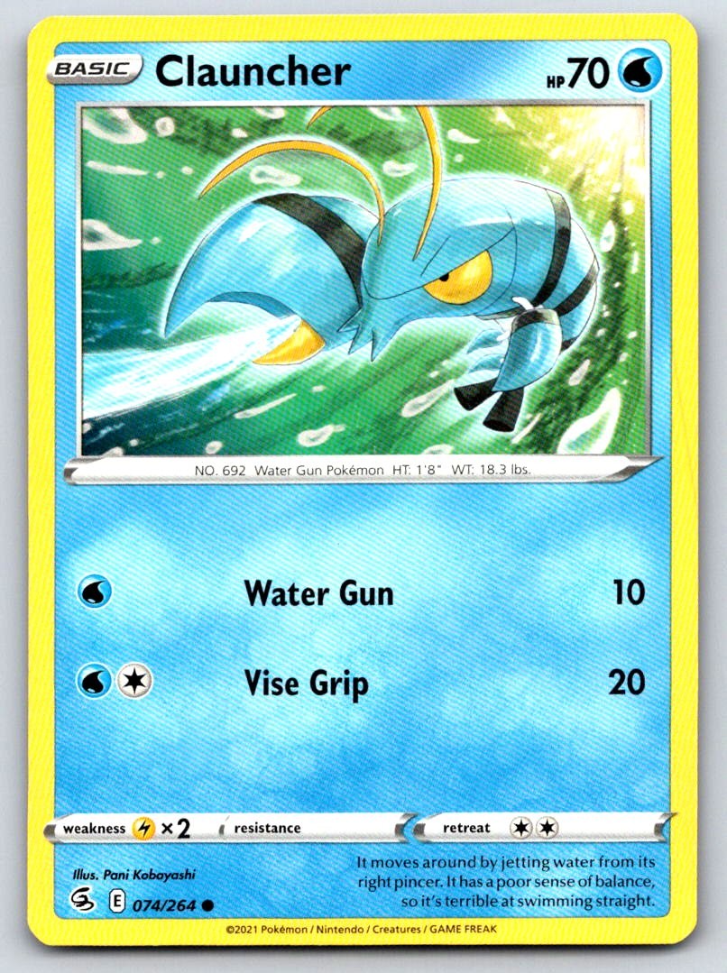 Clauncher 074/264 Common Fusion Strike NM Pokemon TCG