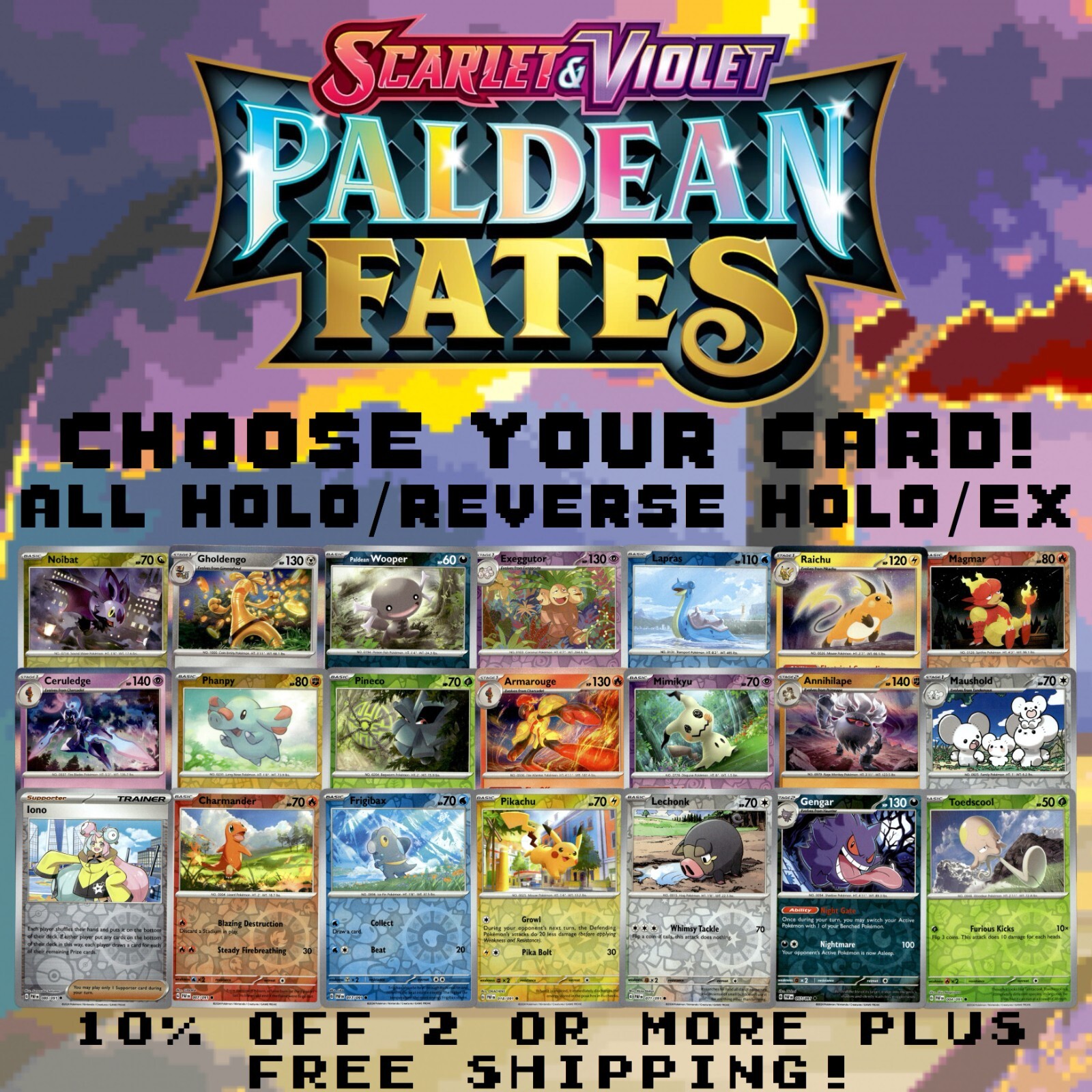 Pokemon TCG – Paldean Fates: Choose Your Card! – All Holos/Reverse Holos/EX!