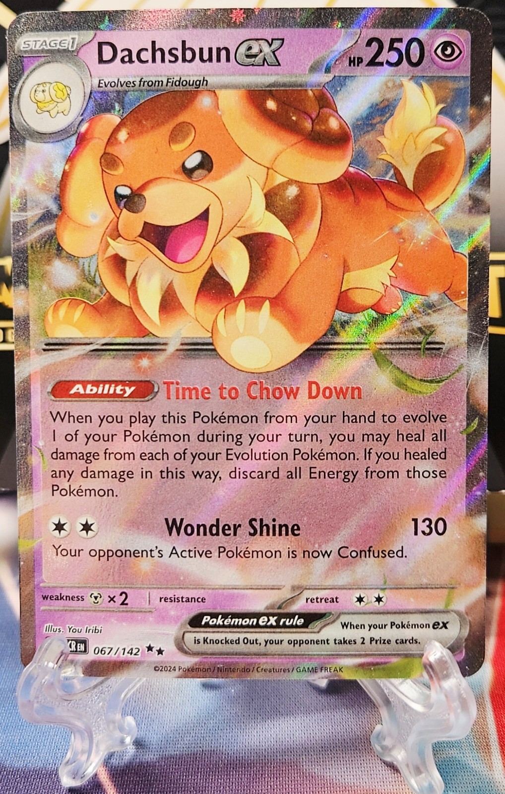 Dachsbun ex 067/142 Sv07: Stellar Crown Holo Double Rare Pokémon TCG