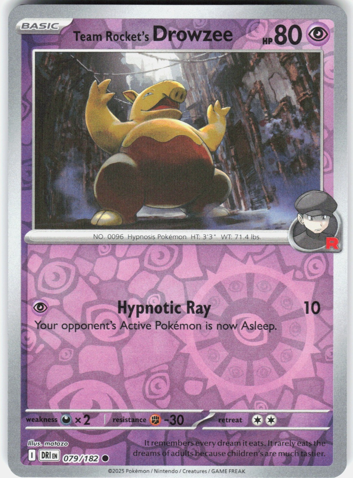 Team Rocket’s Drowzee Reverse Holo SV10: Destined Rivals 079/182 NM aky CG Works