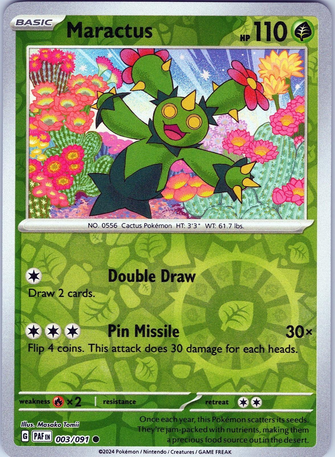 Maractus 003/091 Common Paldean Fates Pokemon Reverse Holo Near Mint