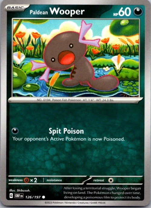 Paldean Wooper 126/197 Common Obsidian Flames Pokemon Near Mint