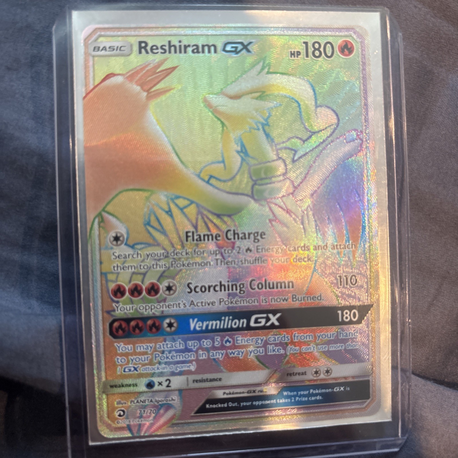 Pokémon TCG Reshiram GX Dragon Majesty Holo Card 71/70 Secret Rare Near Mint NM