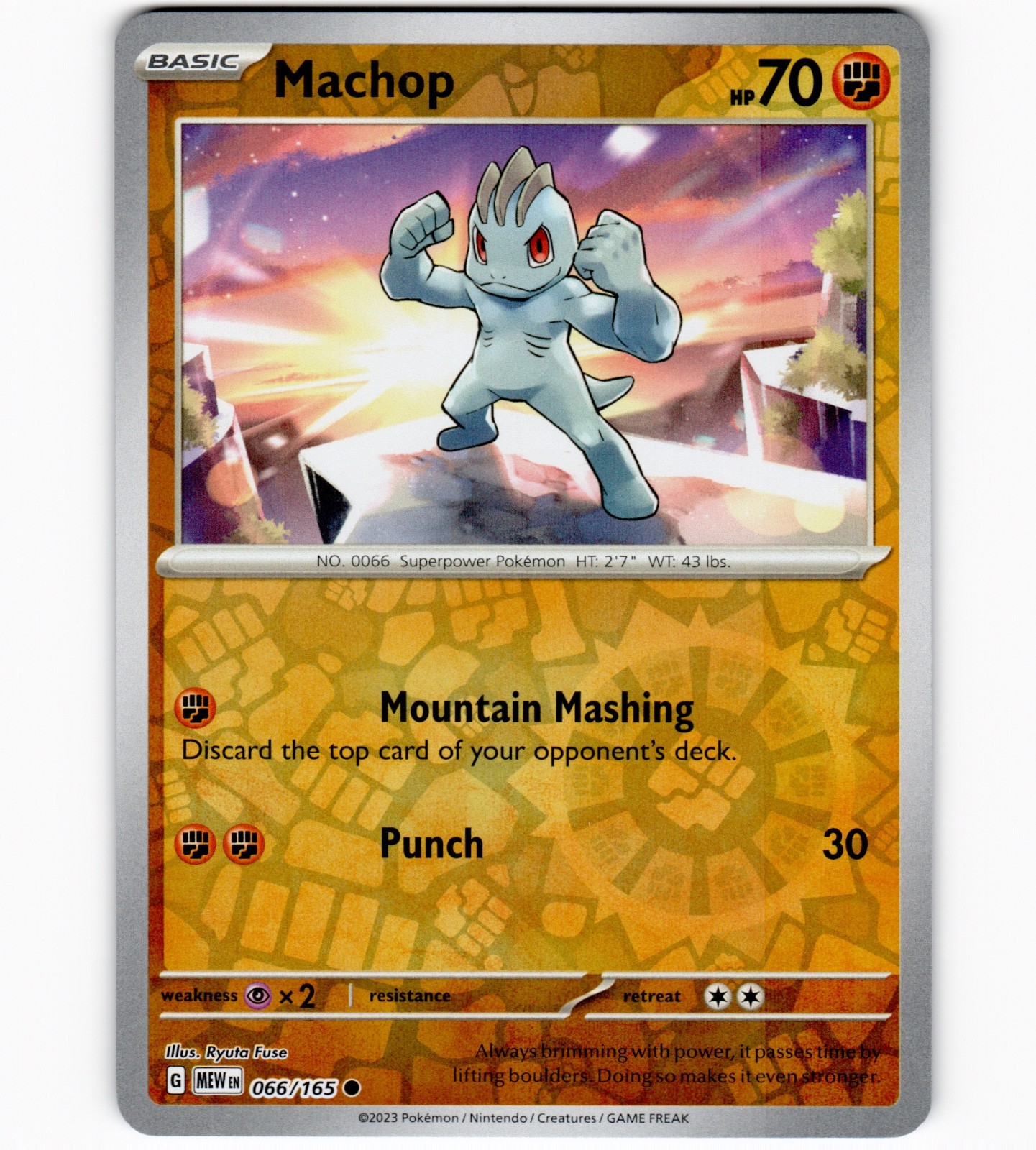 Machop Common Reverse Holo SV: Scarlet & Violet 151 066/165 Ryuta Fuse NM-LP