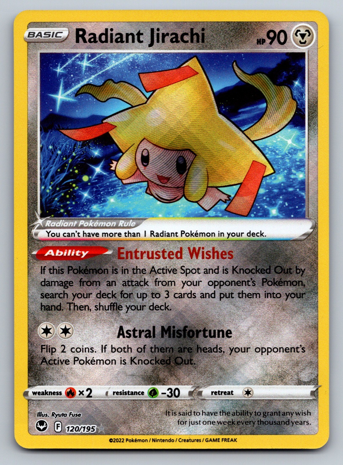 Radiant Jirachi Radiant Rare SWSH12 SWSH12: Silver Tempest 120/195 NM Ryuta Fuse