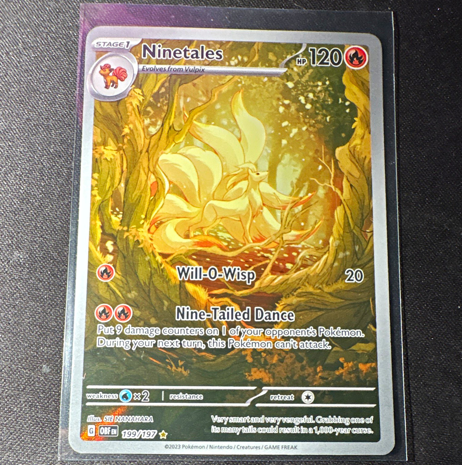Pokemon TCG Ninetales 199/197 SV03 Obsidian Flames IR Full Art Holo