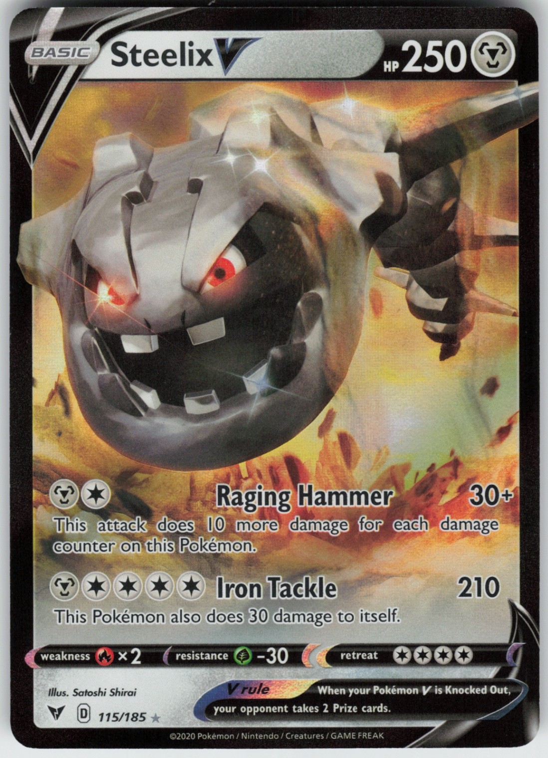 Foil Steelix V 115/185 SWSH04: Vivid Voltage Ultra Rare NM