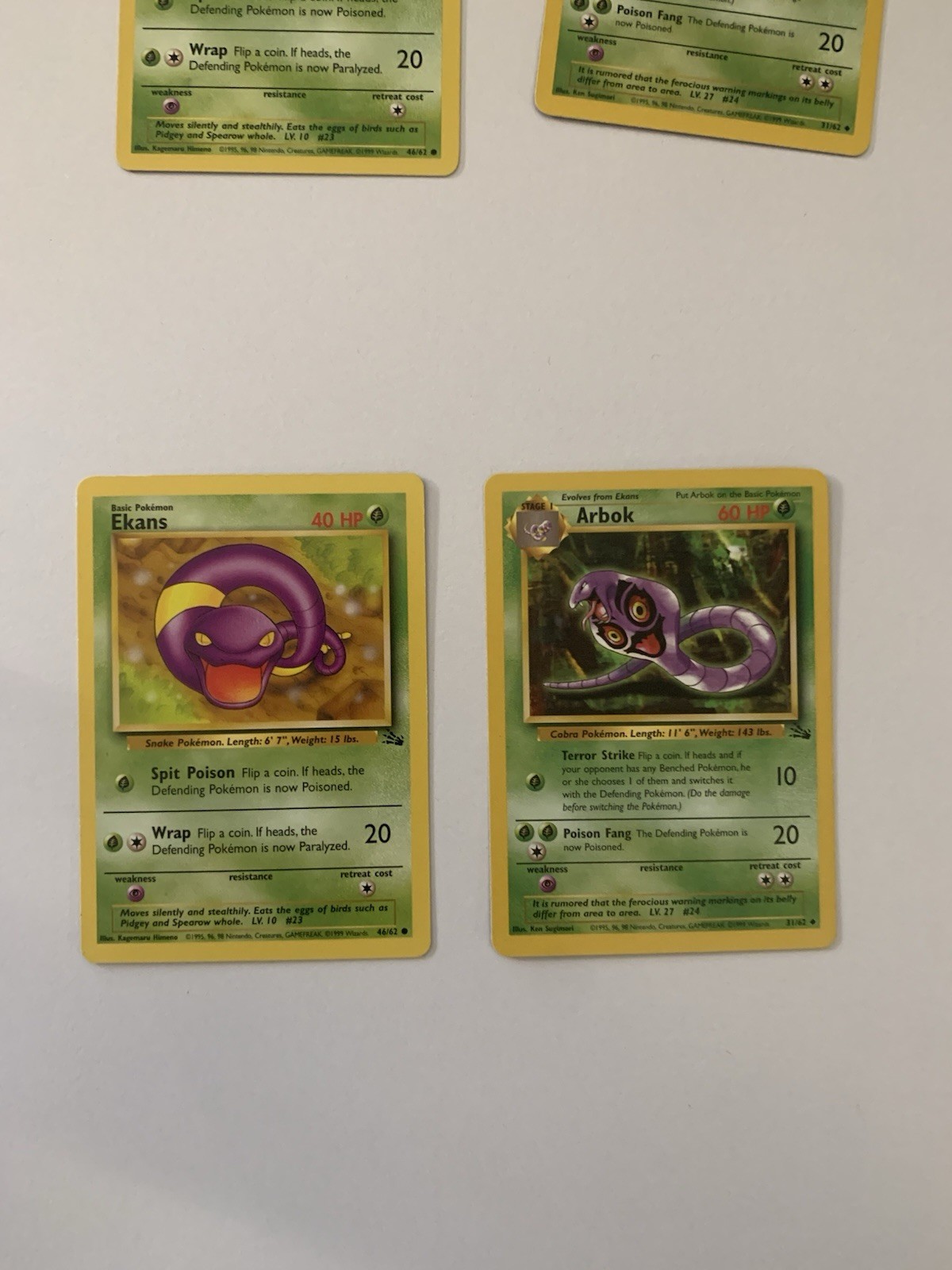 Pokemon Ekans 46/62 Arbok 31/62 Fossil Set EX-LP