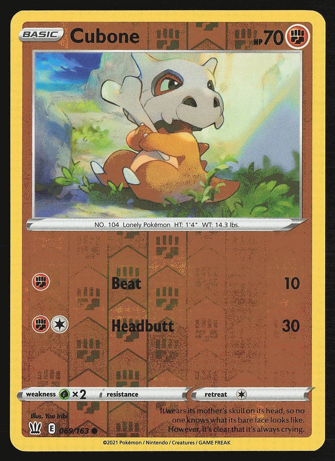 SWSH05: Battle Styles Cubone #069/163 Reverse Holo Pokemon Card