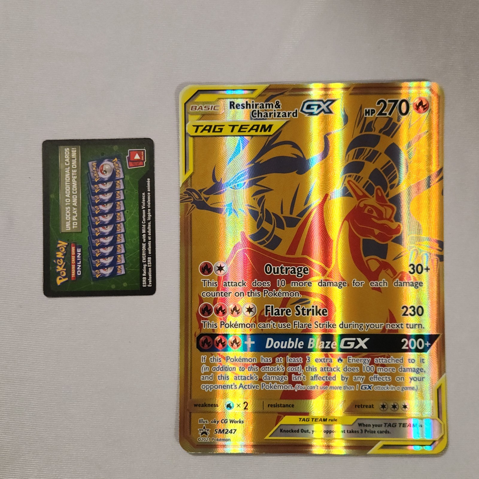 2021 Pokemon TCG Reshiram & Charizard GX Tag Team SM248 Oversized Excellent-NM/M