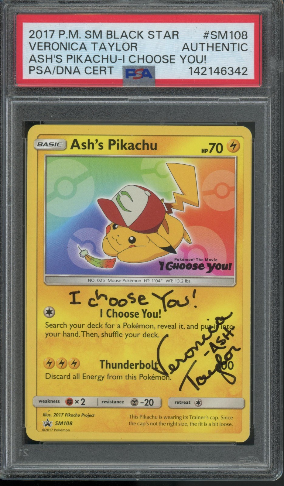 Ash’s Pikachu SM108 PSA authentic Veronica Taylor Auto!!