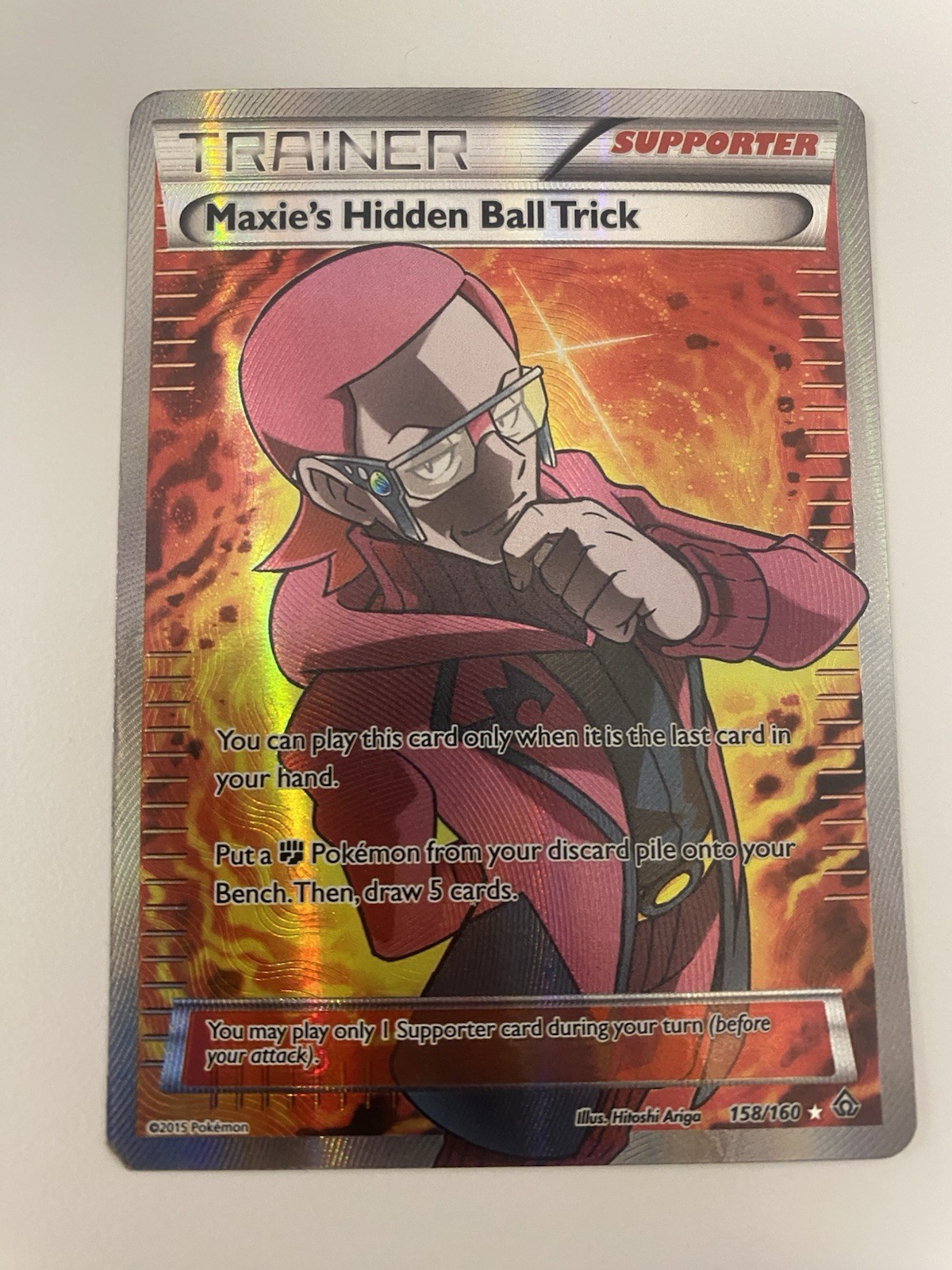 Maxie’s Hidden Ball Trick Full Art 158/160 XY Primal Clash Holo Pokémon TCG