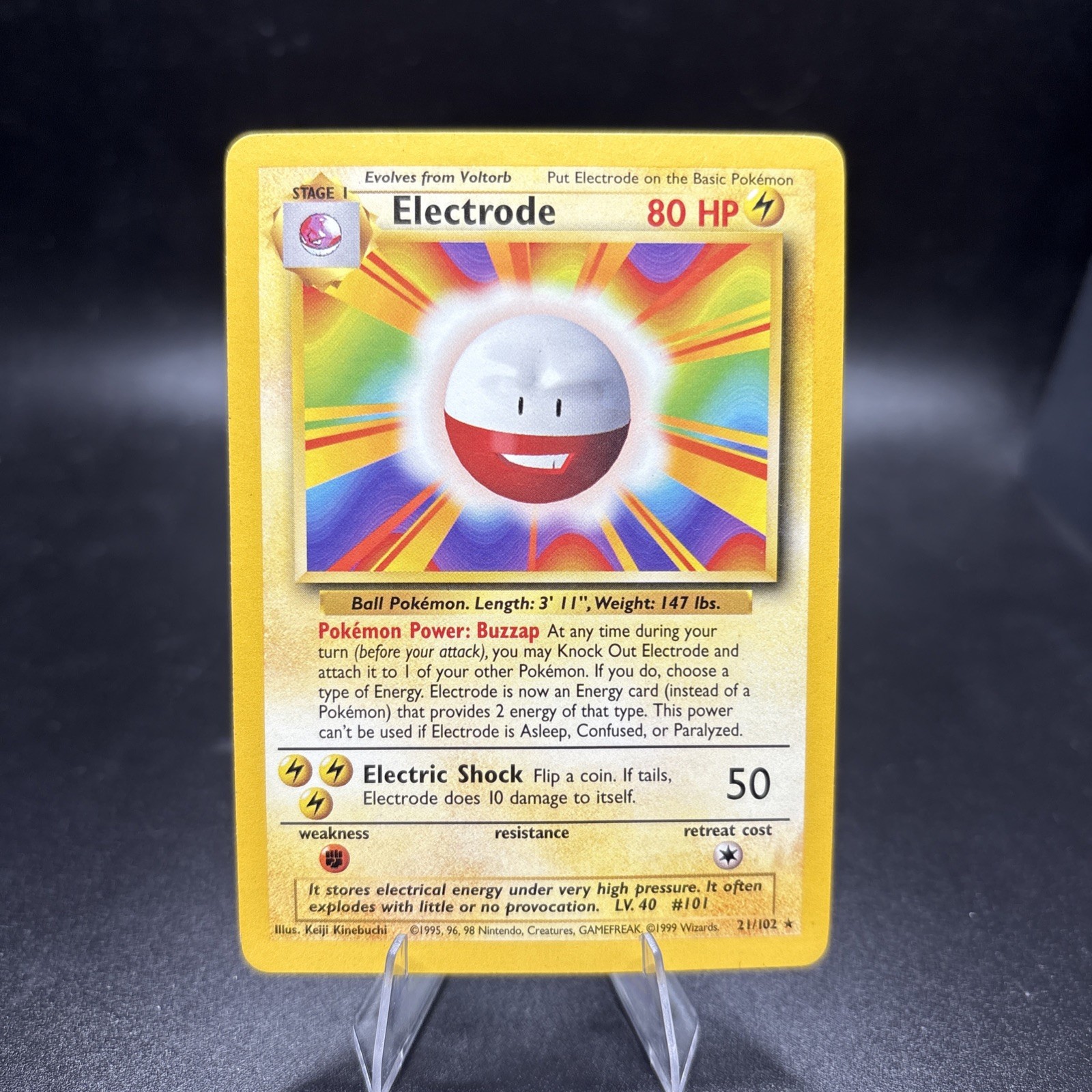 Pokemon: Electrode #21/102 Rare Base Set WOTC 1999 Non-holo Vintage LP -j