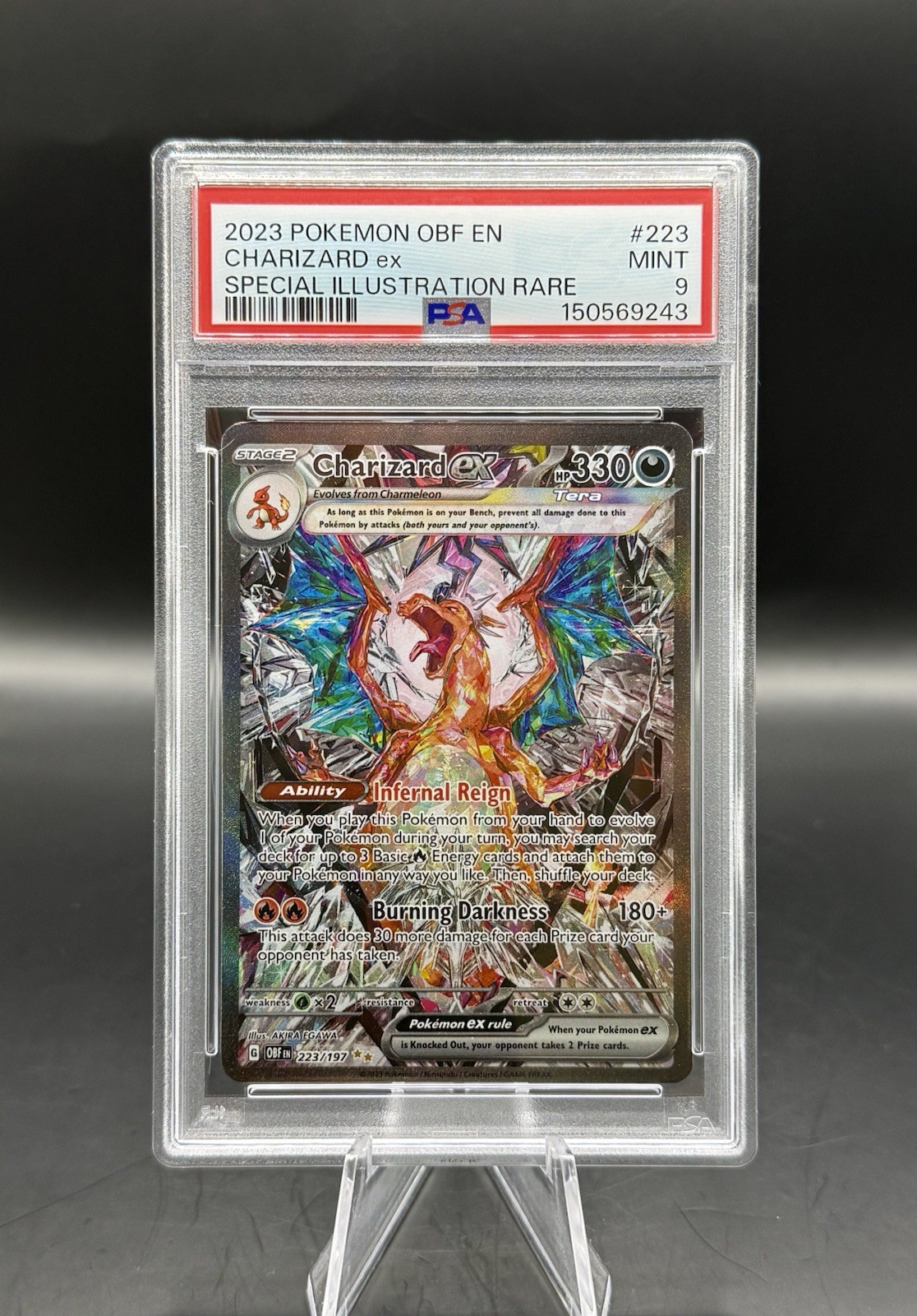 PSA 9 Charizard ex SIR 223/197 Pokemon Obsidian Flames ENGLISH