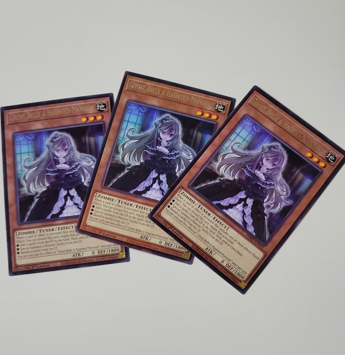 (3 count) Ghost Belle & Haunted Mansion PHRE-EN043 1st Edition rare NM