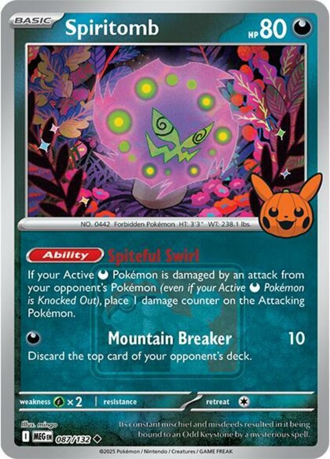 Light Play x 1 Spiritomb – 087/132 – Reverse Holo – Pokeween 2025 Promo MEG Mega